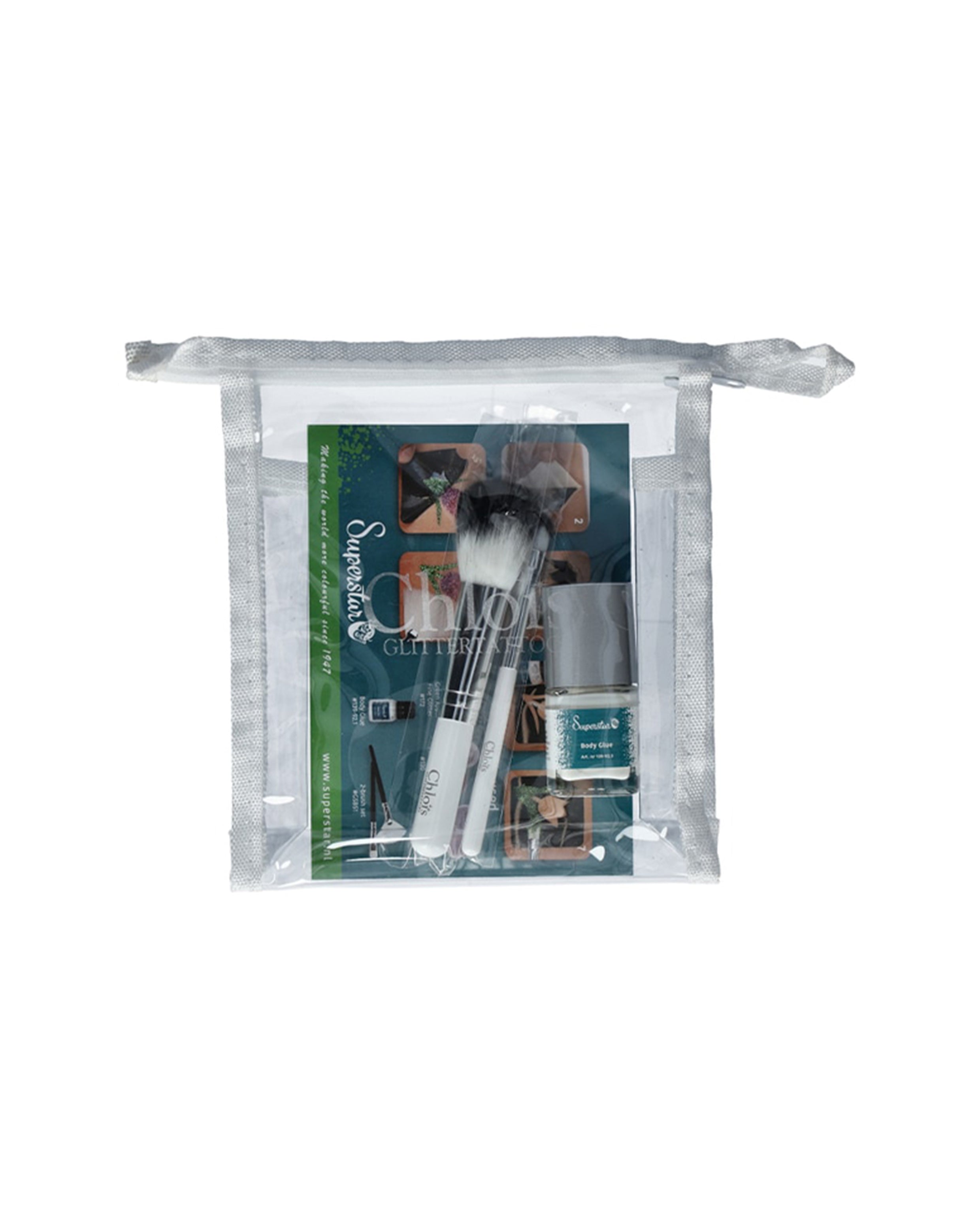 Luxe Brush & Glue set voor Glittertattoos